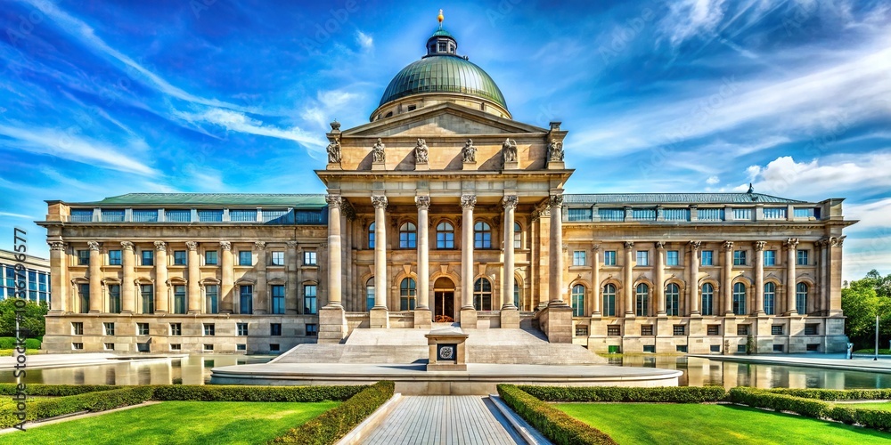 Obraz premium Macro shot of the bavarian state chancellery in Munich, Germany