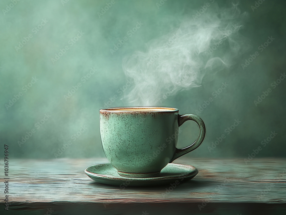 Simple Illustration of a Coffee Mug with Steam Rising Simple Illustration of a Coffee Mug with Steam Rising