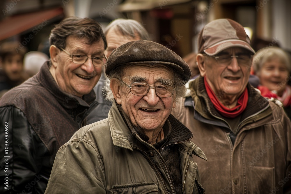 Old men in the city center Old men in the city center