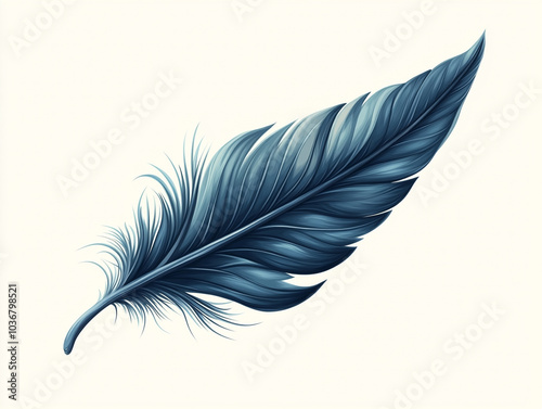 Simple Feather Illustration on white Background with Copy Space