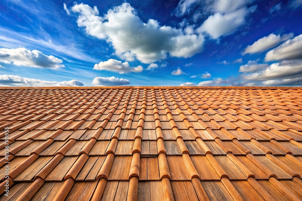 Panoramic roof with wooden tile background Panoramic roof with wooden tile background