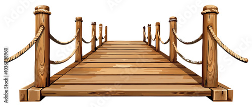 Wooden pier stretching into the distance with rope railing