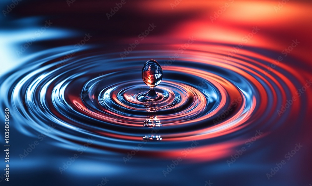 A close-up of a water droplet causing ripples in a colorful liquid surface, creating a serene and mesmerizing visual effect. A close-up of a water droplet causing ripples in a colorful liquid surface, creating a serene and mesmerizing visual effect.