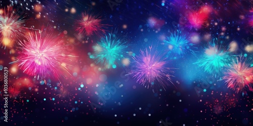 Colorful Fireworks Display on Dark Background