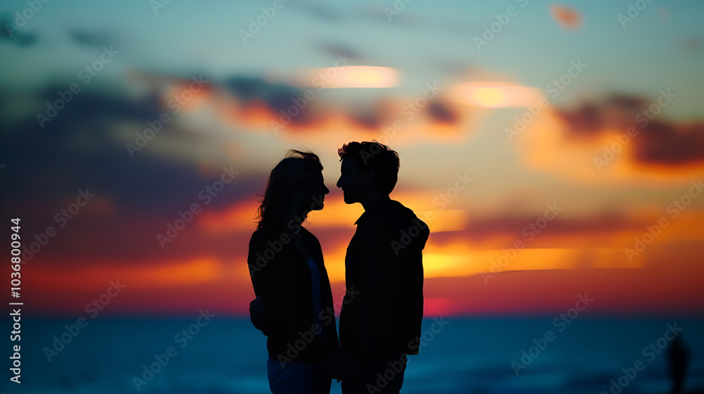 Fototapeta premium Silhouette of Couple at Sunset 