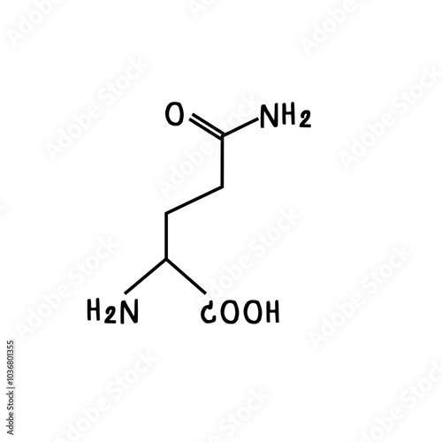 chemical structure of glutamine illustration