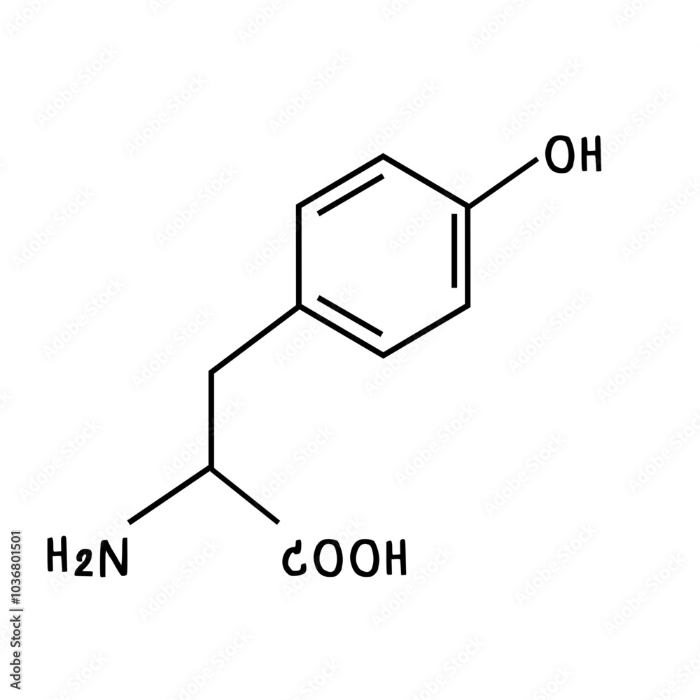 chemical structure of Tyrosine illustration