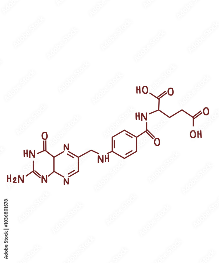 Obraz premium chemical structure of Vitamin B9 or Folic acid illustration