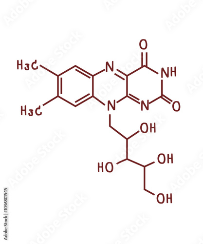 chemical structure of Vitamin B2 or Riboflavin illustration