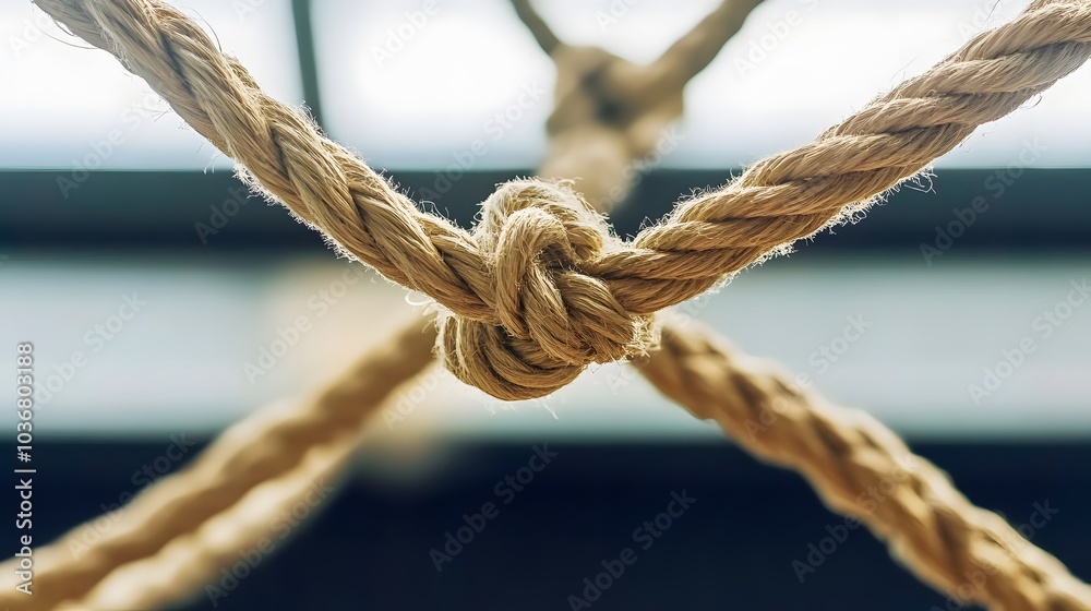 Complex web of interconnected ropes symbolizing intricate business relationships and antitrust challenges, with a focused foreground rope representing the effort to break monopolies. Complex web of interconnected ropes symbolizing intricate business relationships and antitrust challenges, with a focused foreground rope representing the effort to break monopolies.