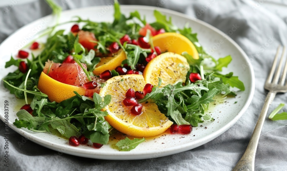 A plate of salad with oranges and spinach A plate of salad with oranges and spinach