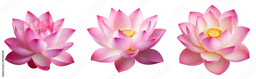 Set of Pink Lotus Flower Clip arts, Nature's Emblem of Purity and Enlightenment Isolated on Transparent Background Set of Pink Lotus Flower Clip arts, Nature's Emblem of Purity and Enlightenment Isolated on Transparent Background