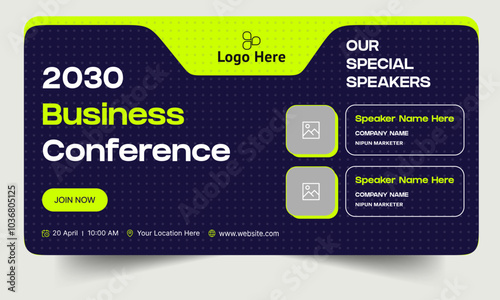 Editable vector webinar business seminar web banner design, business webinar banner template design,  business conference web banner design, customizable vector eps 10 file format