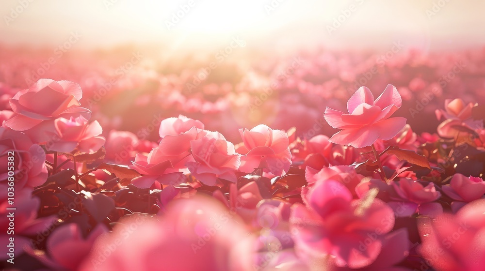 Pink Rose Garden Sunset - Romantic Floral Background Pink Rose Garden Sunset - Romantic Floral Background
