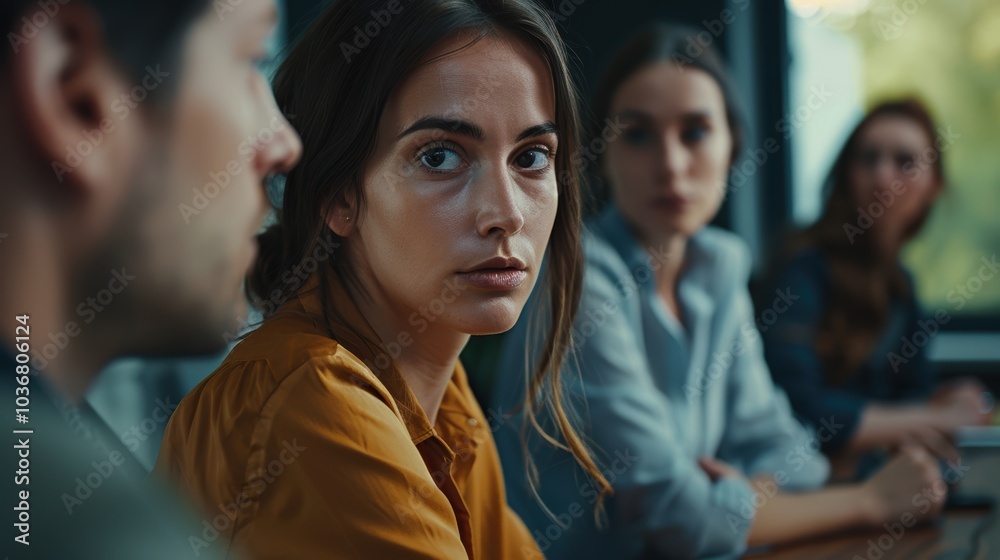 Fototapeta premium Frustrated professionals experiencing conflict and stress in the workplace, engaged in serious discussions about mistakes, risks, and warnings related to burnout and crisis management