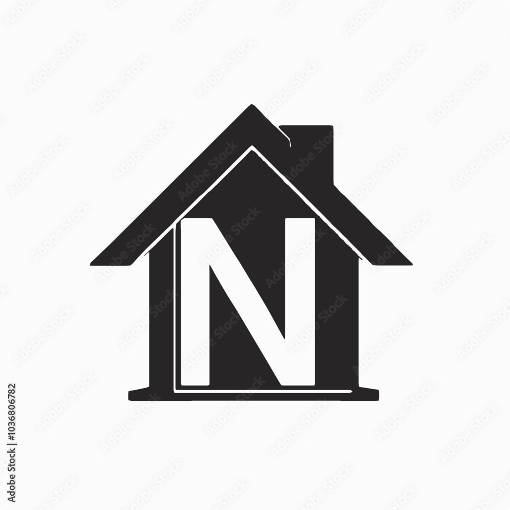 Simple black silhouette logo of an N letters house isolated on a white background, N letters house silhouette Design Vector, 3d house icon, home icon on black background, illustration of a house Logo Simple black silhouette logo of an N letters house isolated on a white background, N letters house silhouette Design Vector, 3d house icon, home icon on black background, illustration of a house Logo