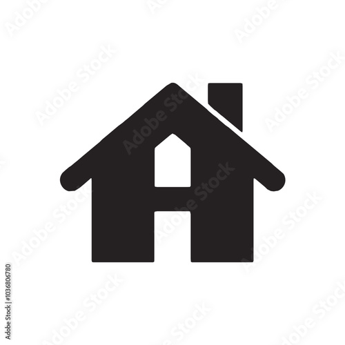 Simple black silhouette logo of a H letters house isolated on a white background, H letters house silhouette Design Vector, 3d house icon, home icon on black background, illustration of a house Logo