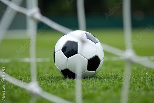 Soccer Ball Near Goalpost on Green Field