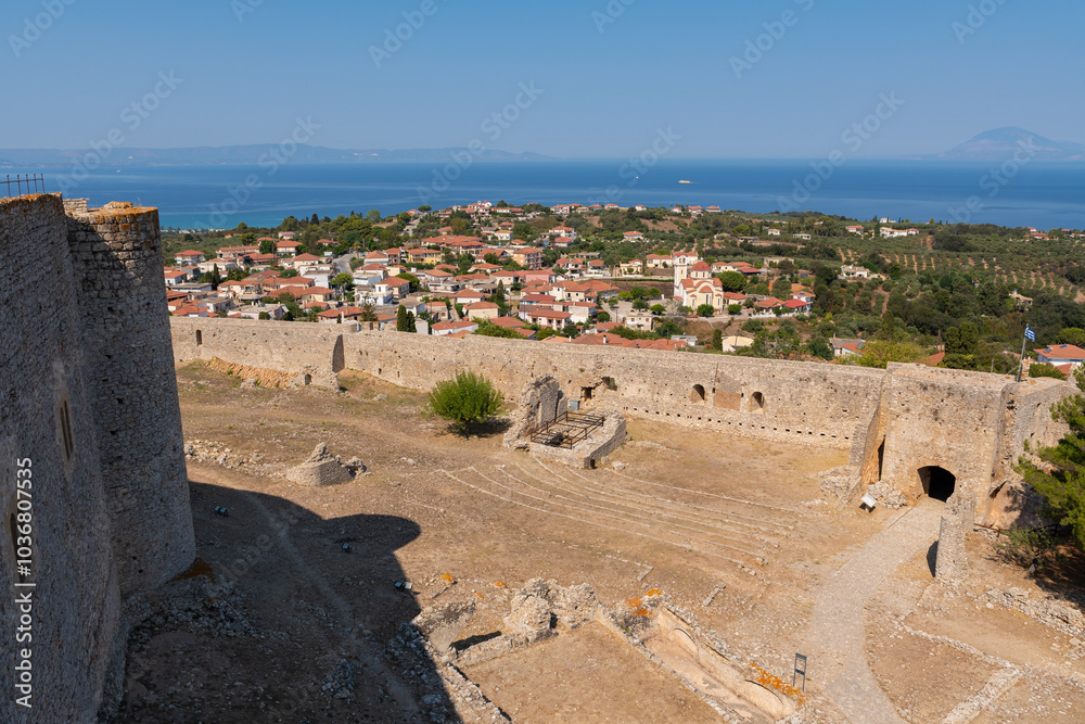 Chlemoutsi (Clermont) castle in Kyllini town, Peloponnese, Greece