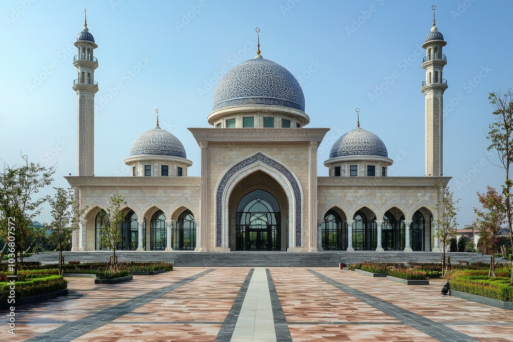 Obraz premium Beautiful mosque as a place of worship for Muslims created with Generative AI