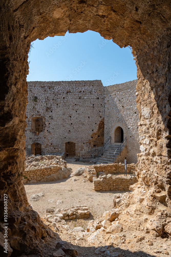 Chlemoutsi (Clermont) castle in Kyllini town, Peloponnese, Greece