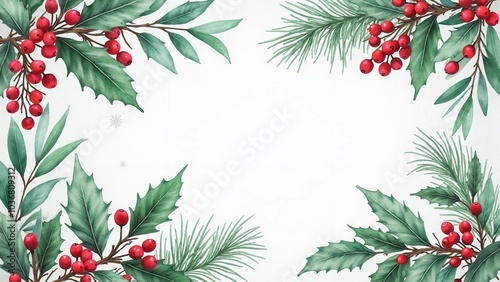 Winter Botanical Watercolor: Frosty Leaf Branches for Holiday Cards, Invitations, and Seasonal Promotions