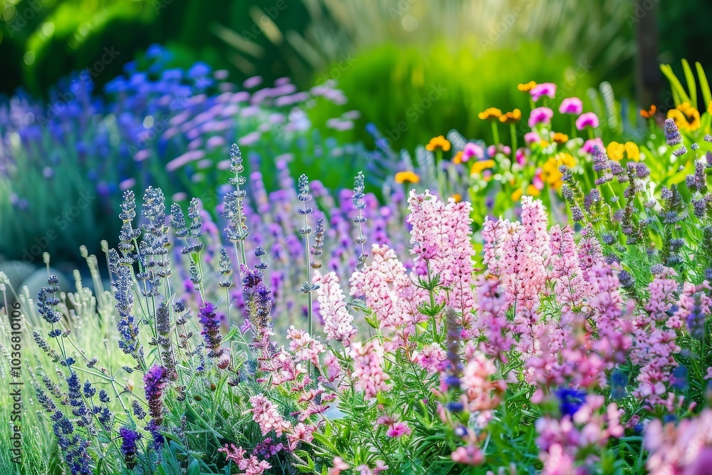 Obraz premium Vibrant Summer Garden Flowers in Bloom