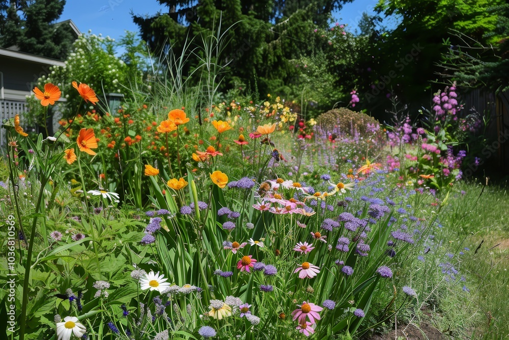 Obraz premium Vibrant Wildflowers in a Lush Summer Garden