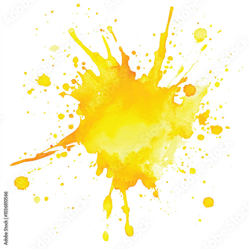 Yellow splash watercolor clipart illustration