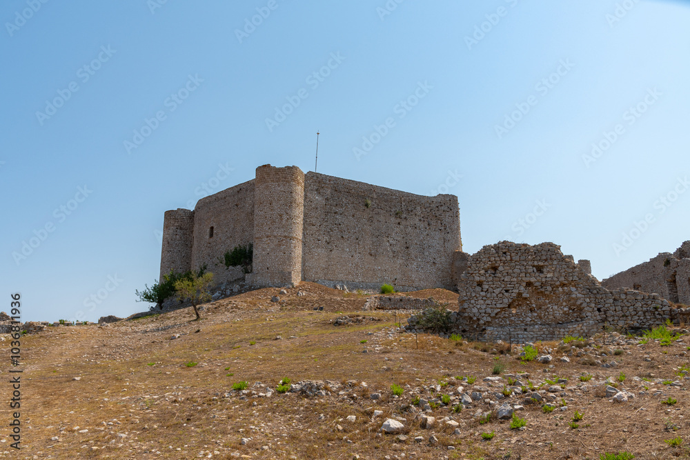 Chlemoutsi (Clermont) castle in Kyllini town, Peloponnese, Greece