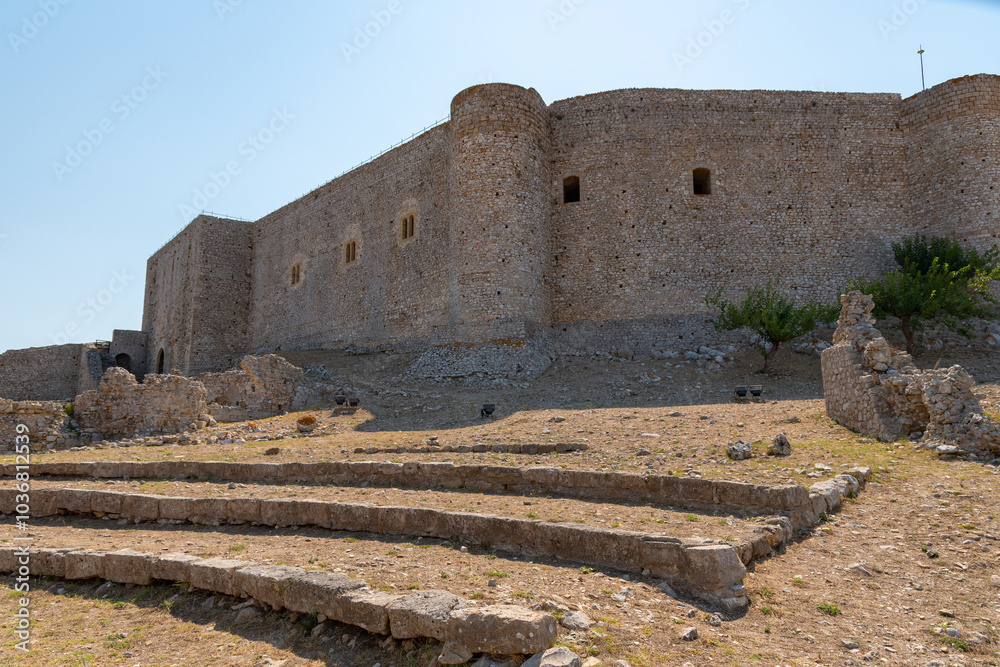Chlemoutsi (Clermont) castle in Kyllini town, Peloponnese, Greece