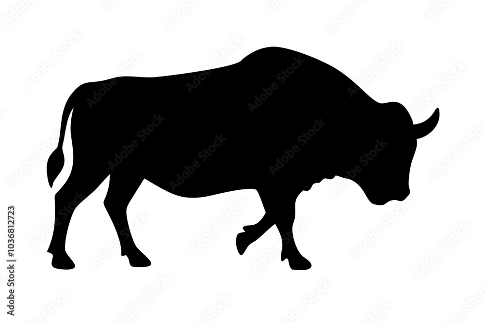 Buffalo silhouette on vector illustration Buffalo silhouette on vector illustration
