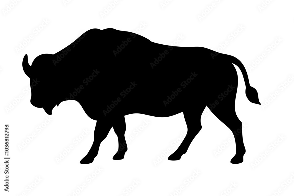Buffalo silhouette on vector illustration Buffalo silhouette on vector illustration