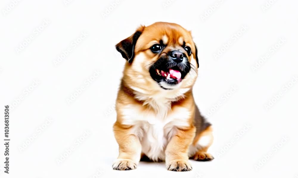 Puppy posing on white background changing positions Puppy posing on white background changing positions