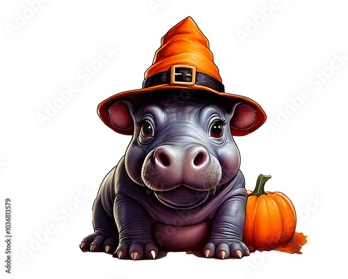 Hippopotamus cute on  Halloween