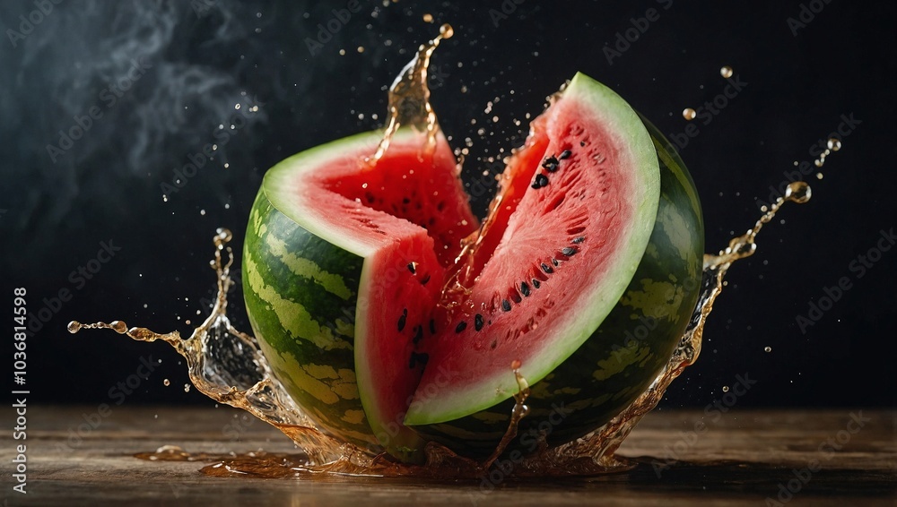 ripe watermelon cut in half