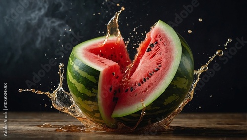 Obraz na płótnie ripe watermelon cut in half w salonie