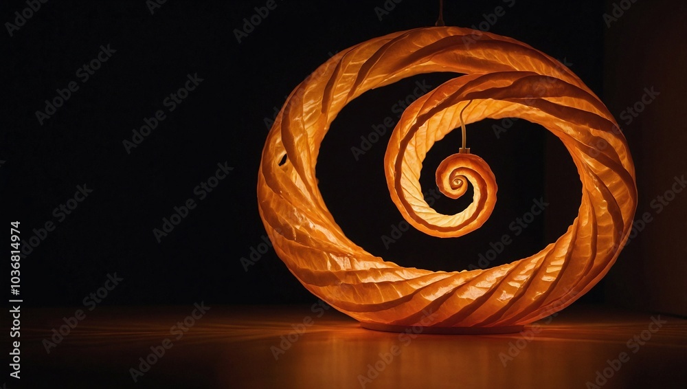 A glowing orange with its peel spiraling away