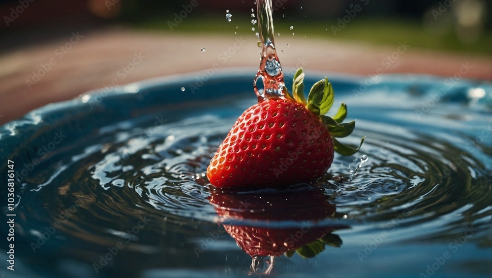 strawberry in water splash
