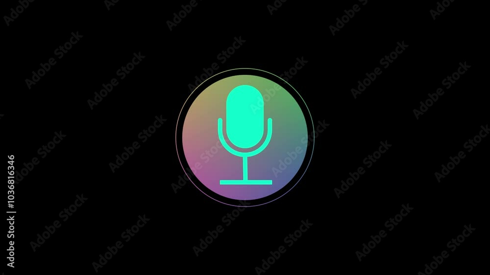 Voice recording podcast microphone icon animation on the BLACK background 4K. Voice recording podcast microphone icon animation on the BLACK background 4K.