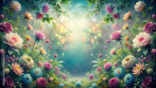 Symmetrical enchanted flora stunning flower ethereal backdrop photo