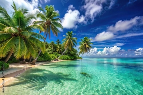 Tropical paradise with palm fringed beaches and turquoise water