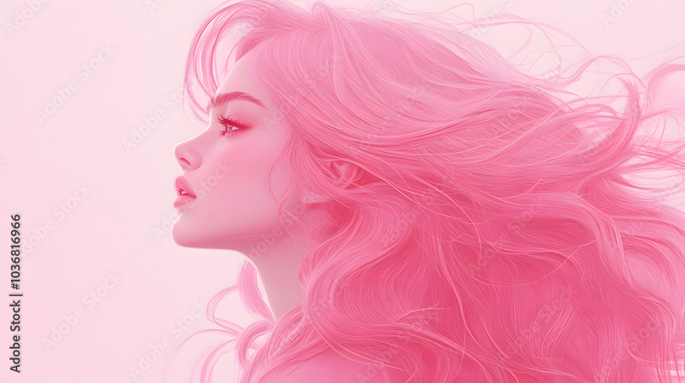 Stylized Profile of Woman with Vibrant Pink Hair
Stylized Profile of Woman with Vibrant Pink Hair