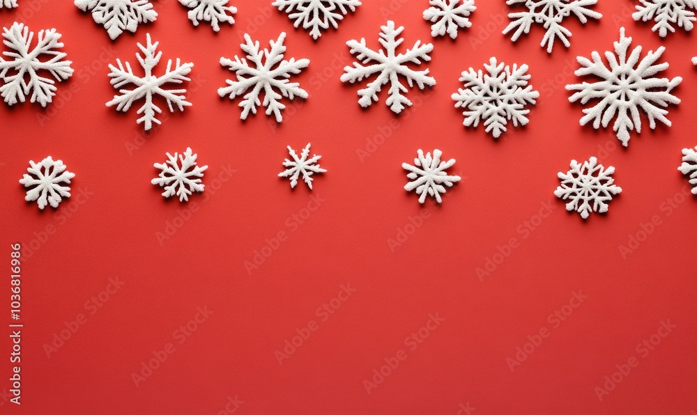 A red background with a row of white snowflakes on it