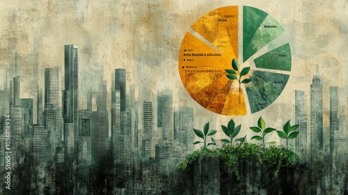 Professional stock illustration for Green Bond Allocation Impact Report concept sophisticated design