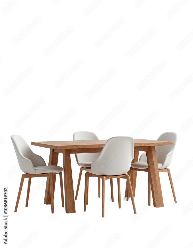 Modern Wooden Dining Table with Stylish White Chairs Arrangement Modern Wooden Dining Table with Stylish White Chairs Arrangement
