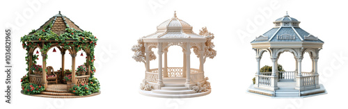Elegant Gazebos on Transparent Background