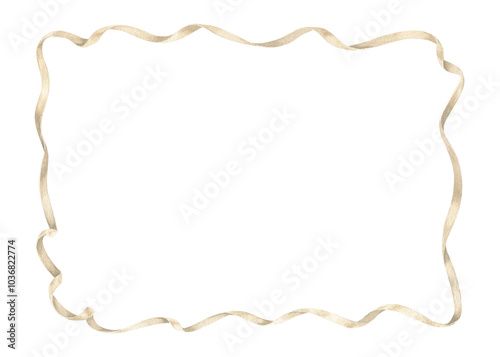 A delicate watercolor design of a ribbon wreath. The graceful, vintage style and blank copyspace make it suitable for wedding invitations, greeting cards, or holiday themed decorative frame borders