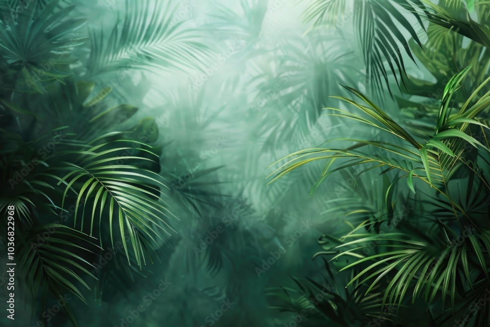 Jungle landscape with palm trees, suitable for travel or nature themes