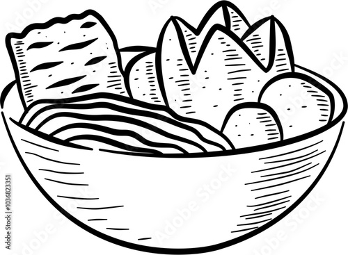 Indonesian traditional food bakso icon. Street food. Vector format file